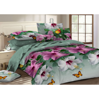Комплект постельного белья     2 спальный  из полисатина, цветы Amore Mio  