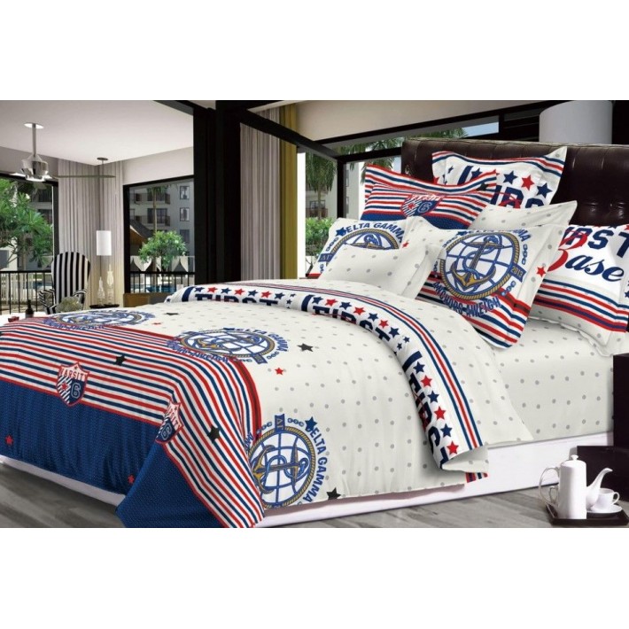 Комплект постельного белья евро из сатина с наволочками 70х70 2 шт Морской Luxor