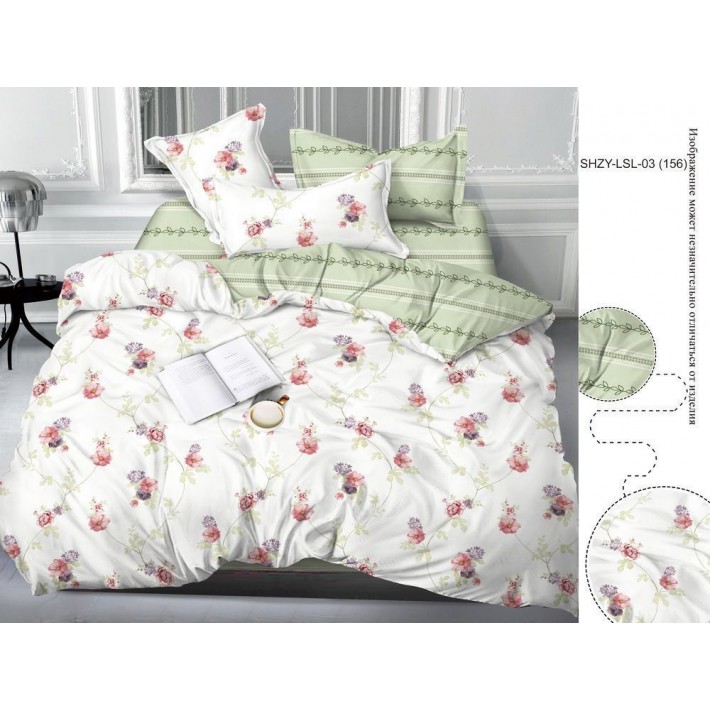 Комплект постельного белья евро из сатина с наволочками 70х70 2 шт Цветы Luxor