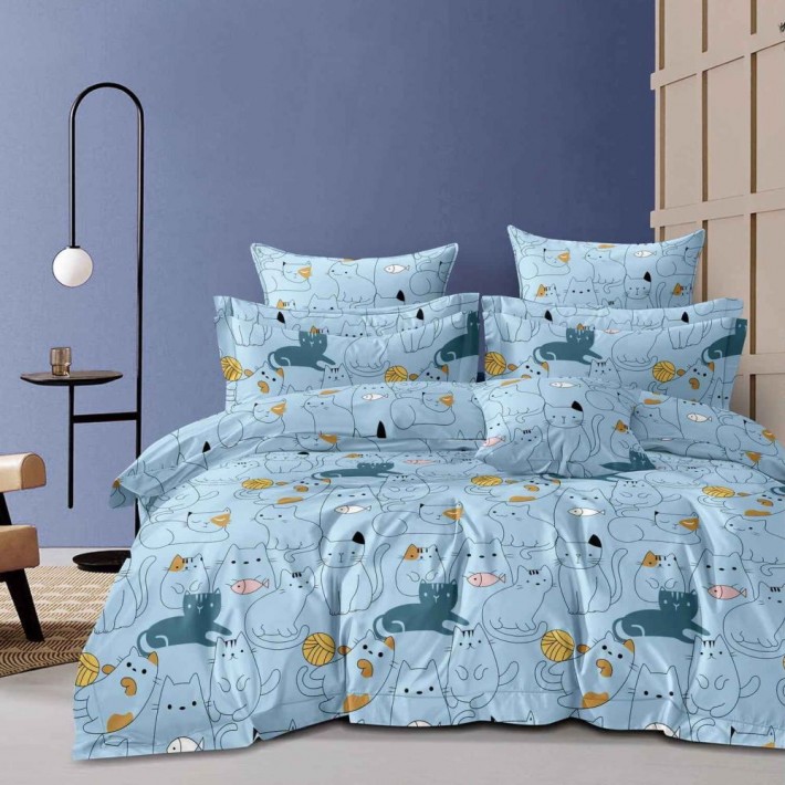 Комплект постельного белья евро из сатина с наволочками 70х70 2 шт Животные Luxor