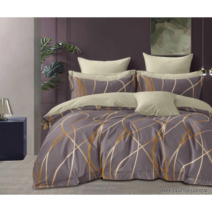 Комплект постельного белья евро из сатина с наволочками 70х70 2 шт Абстракция Luxor