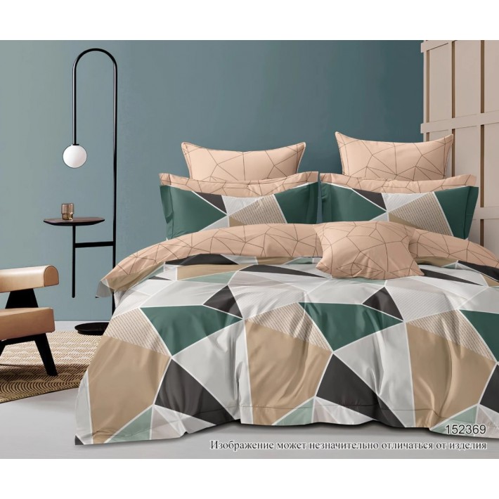Комплект постельного белья евро из сатина с наволочками 70х70 2 шт Абстракция Luxor