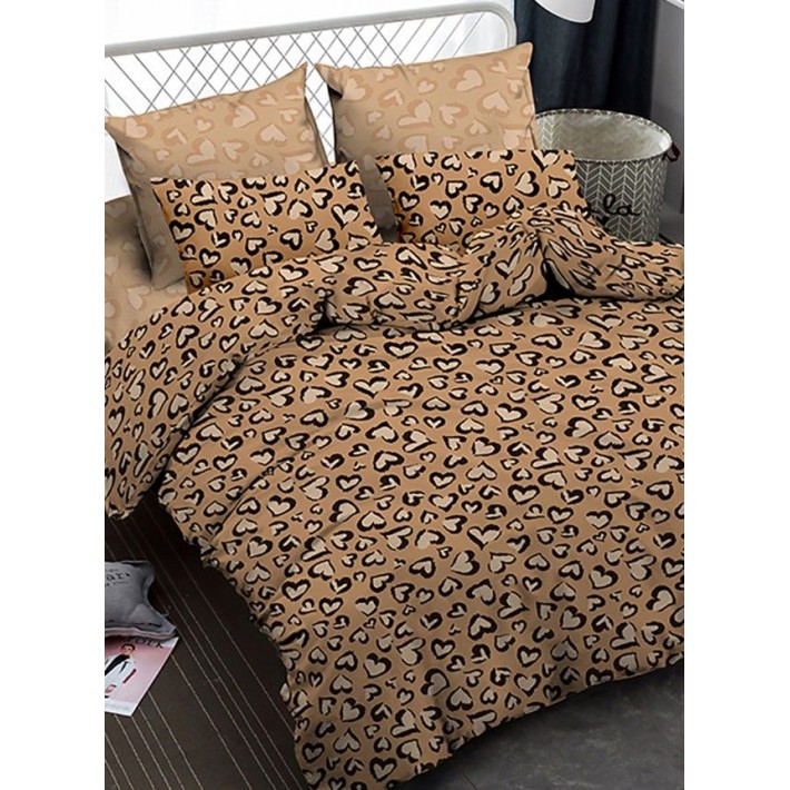 Комплект постельного белья евро из сатина с наволочками 50х70 2 шт и с наволочками 70х70 2 шт Сердечки Amore Mio