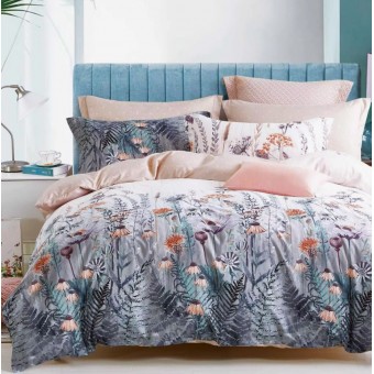 Комплект постельного белья         евро из сатина        с наволочками 70х70 2 шт Цветы Kuzina  