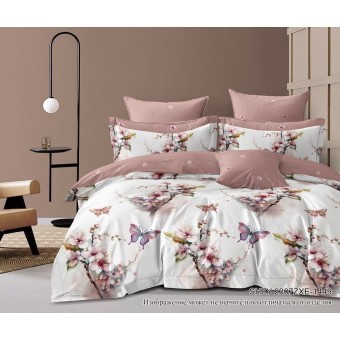 Комплект постельного белья         евро из сатина        с наволочками 70х70 2 шт Цветы Kuzina  