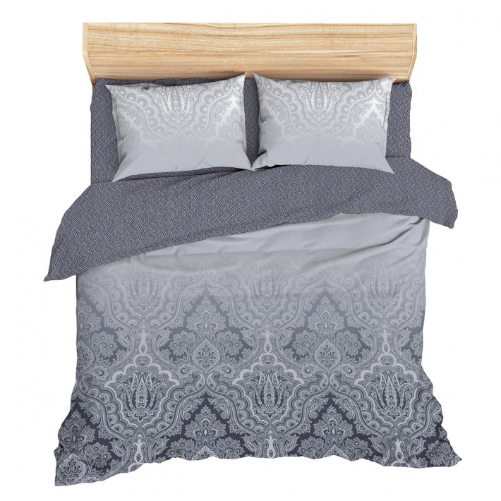 Комплект постельного белья евро из сатина с наволочками 50х70 2 шт Узор