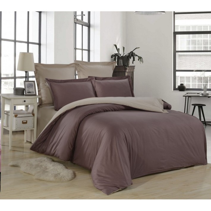 Комплект постельного белья евро из сатина с наволочками 50х70 2 шт и с наволочками 70х70 2 шт Однотонное Valtery