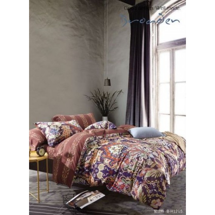 Комплект постельного белья евро из сатина с наволочками 50х70 2 шт и с наволочками 70х70 2 шт Рисунок Valtery