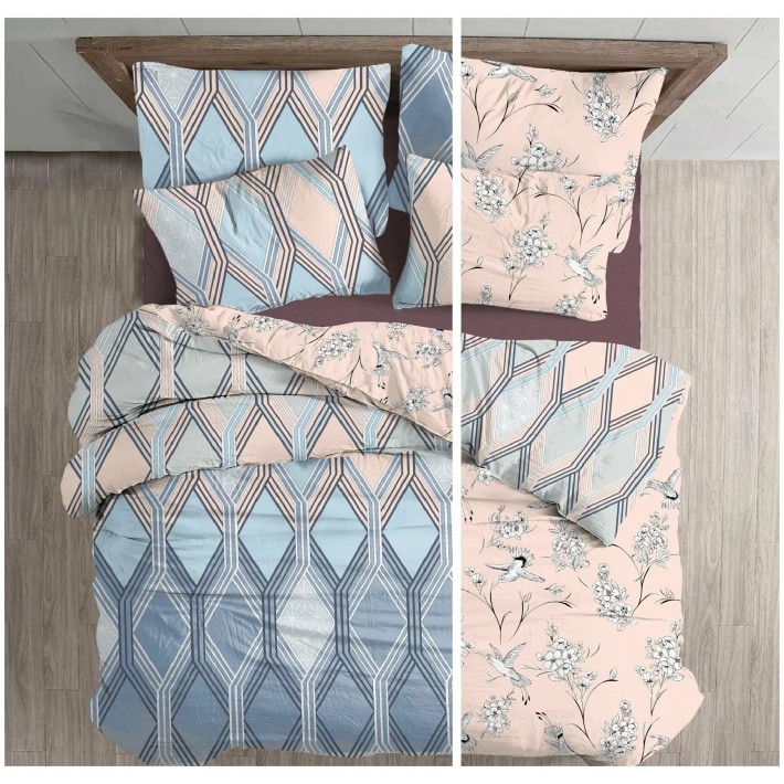 Комплект постельного белья из перкаля с наволочками 70х70 2 шт Двойной дизайн Василиса