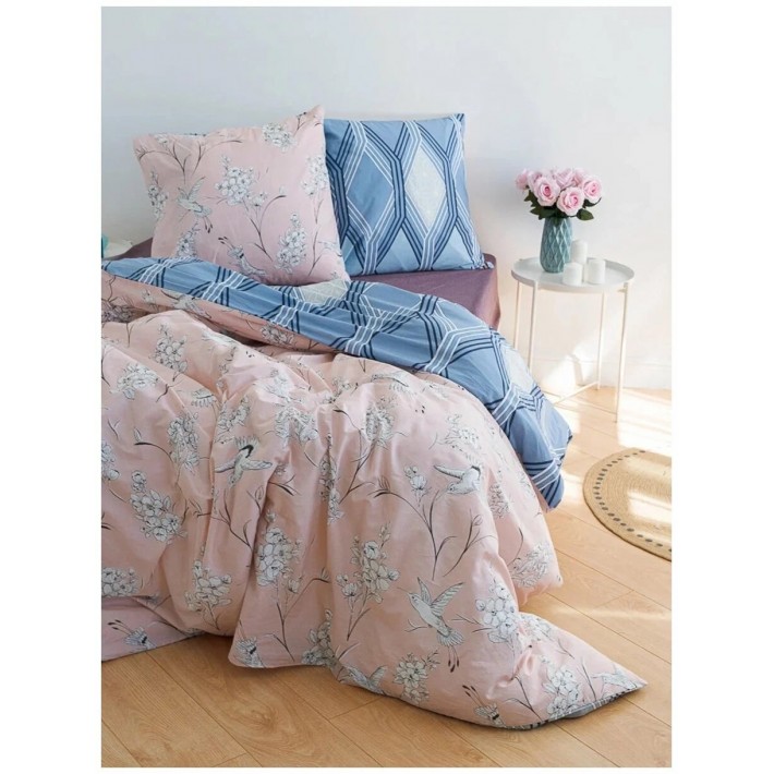 Комплект постельного белья из перкаля с наволочками 70х70 2 шт Двойной дизайн Василиса