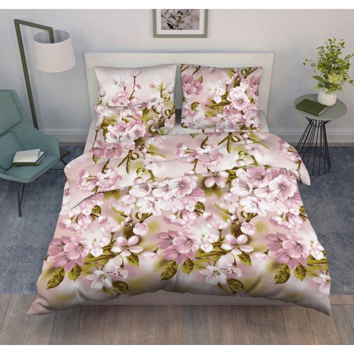 Комплект постельного белья евро из бязи с наволочками 70х70 2 шт Цветы Василиса
