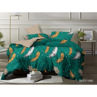 Комплект постельного белья         евро из поплина        с наволочками 70х70 2 шт Перья Kuzina