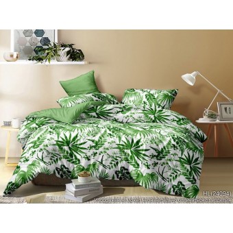 Комплект постельного белья         евро из поплина        с наволочками 70х70 2 шт Листья Kuzina