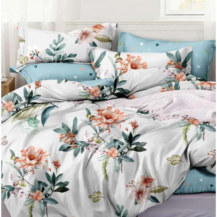 Комплект постельного белья евро из поплина с наволочками 70х70 2 шт