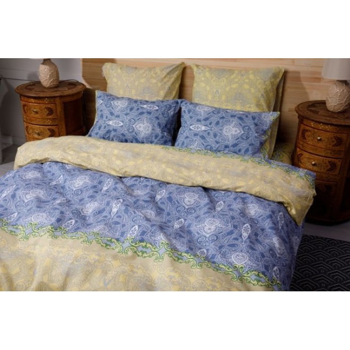 Комплект постельного белья евро из поплина с наволочками 70х70 2 шт Узор Ночь Нежна