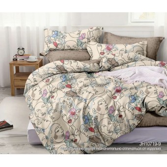 Комплект постельного белья         евро из поплина        с наволочками 70х70 2 шт  Kuzina  