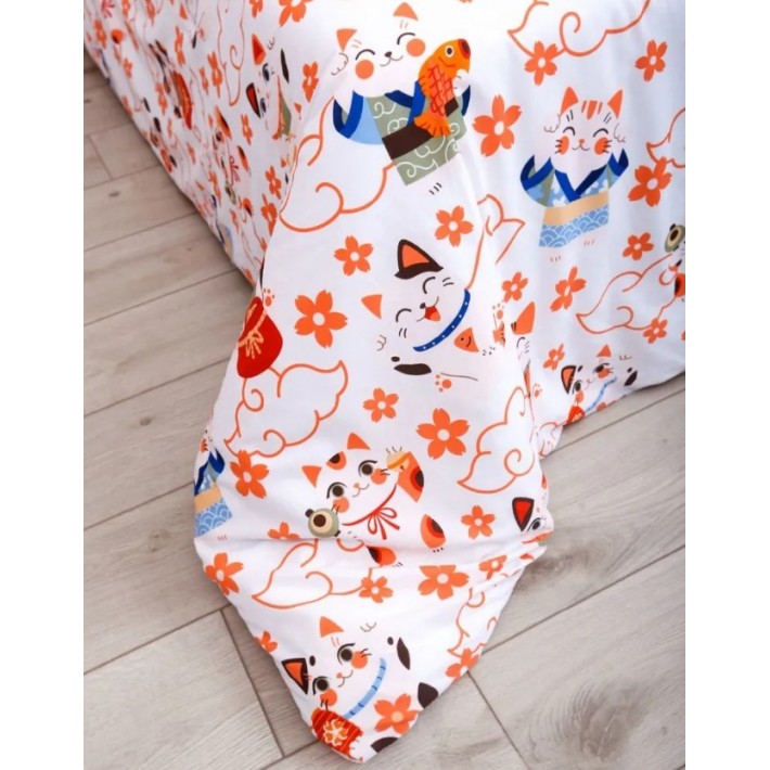 Комплект постельного белья евро из поплина с наволочками 70х70 2 шт Животные Uniqcute