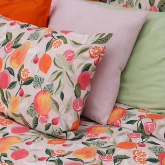 Комплект постельного белья        евро из перкаля        с наволочками 50х70 2 шт Фрукты Sova and Javoronok