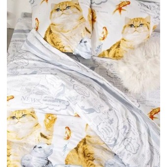 Комплект постельного белья         евро из бязи        с наволочками 70х70 2 шт Животные Ночь Нежна  