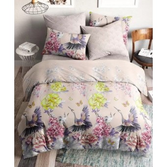 Комплект постельного белья         евро из бязи        с наволочками 50х70 2 шт Птицы Ночь Нежна