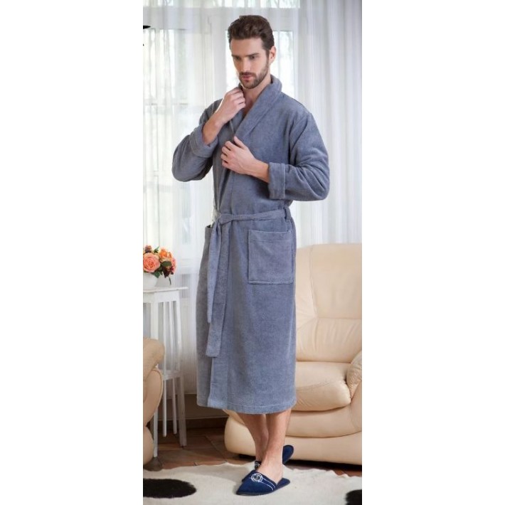 Халат мужской махровый синий