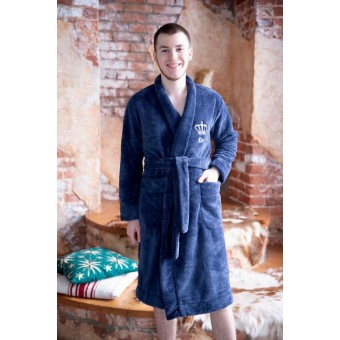 Халат  мужской       из велсофта       синий