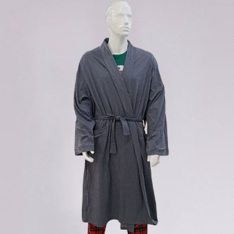 Халат  мужской       из кулирки   с запахом  с длинным рукавом  серый