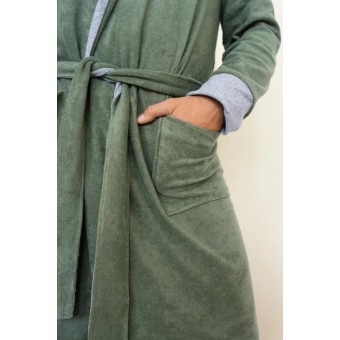 Халат  мужской       махровый   с запахом  с длинным рукавом  зеленый