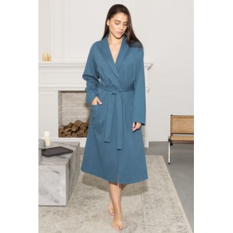 Халат  женский       из вафли       синий