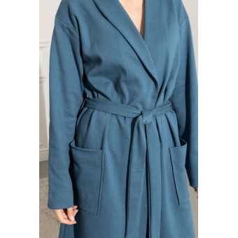 Халат  женский       из вафли       синий