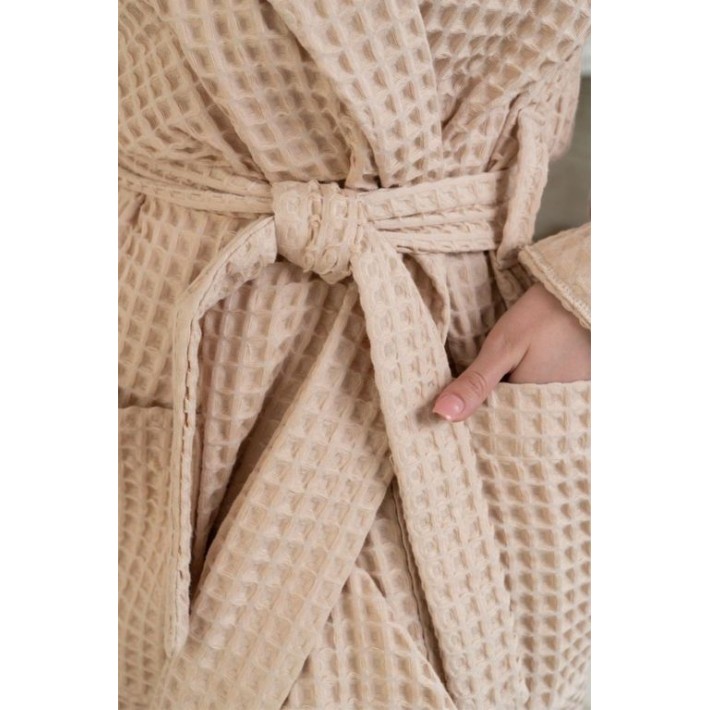 Халат женский из вафли бежевый