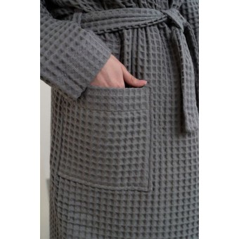 Халат  женский       из вафли       серый