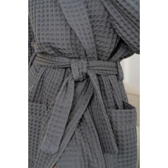 Халат  женский       из вафли       серый