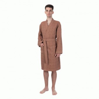 Халат  мужской       из вафли       бежевый     