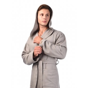 Халат  мужской       из вафли       серый