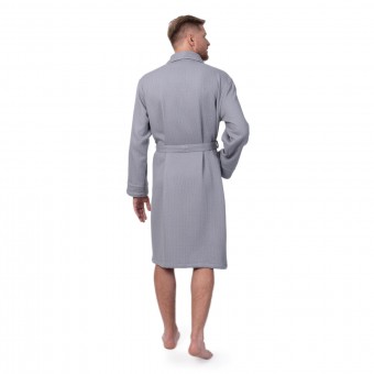 Халат  мужской       из вафли       серый
