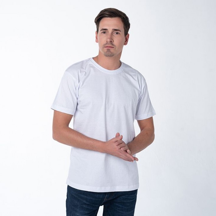 Футболка мужская из кулирки с коротким рукавом однотонная COTTON ROAD