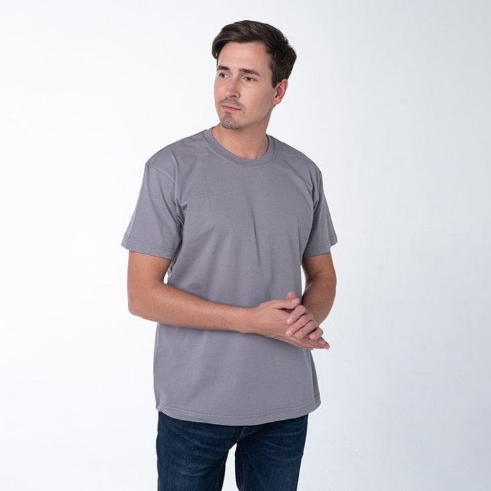Футболка мужская из кулирки с коротким рукавом однотонная COTTON ROAD