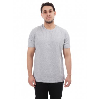 Футболка  мужская       из кулирки     с коротким рукавом  серая  однотонная