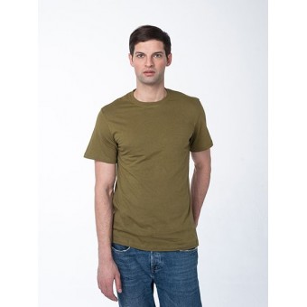 Футболка  мужская       из кулирки     с коротким рукавом  хаки  однотонная