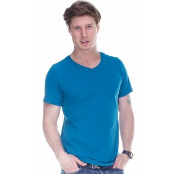 Футболка  мужская       из кулирки     с коротким рукавом    однотонная   