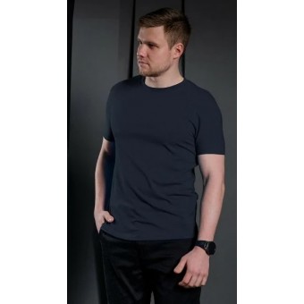 Футболка  мужская       из кулирки     с коротким рукавом    однотонная COTTON ROAD  