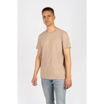 Футболка  мужская       из кулирки     с коротким рукавом  бежевая  однотонная