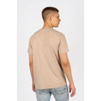 Футболка  мужская       из кулирки     с коротким рукавом  бежевая  однотонная