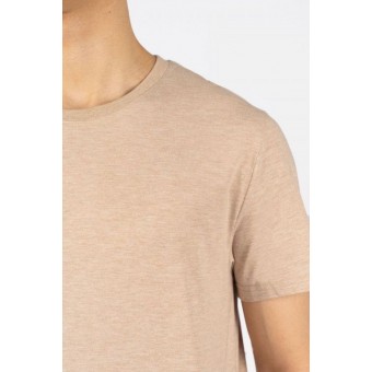 Футболка  мужская       из кулирки     с коротким рукавом  бежевая  однотонная