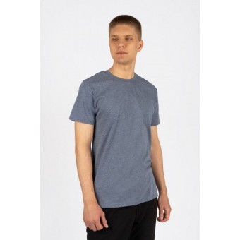 Футболка  мужская       из кулирки     с коротким рукавом  синяя  однотонная