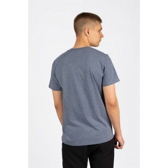 Футболка  мужская       из кулирки     с коротким рукавом  синяя  однотонная