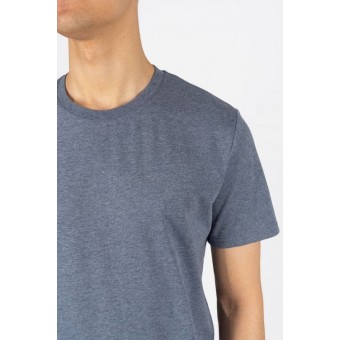 Футболка  мужская       из кулирки     с коротким рукавом  синяя  однотонная