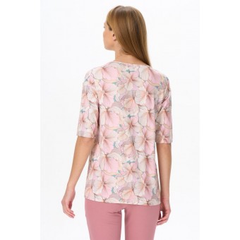 Джемпер  женский       трикотажный       розовый  Цветы