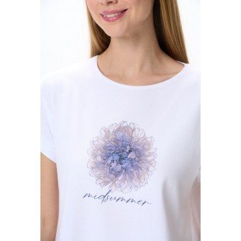 Футболка  женская       трикотажная       белая  Цветы